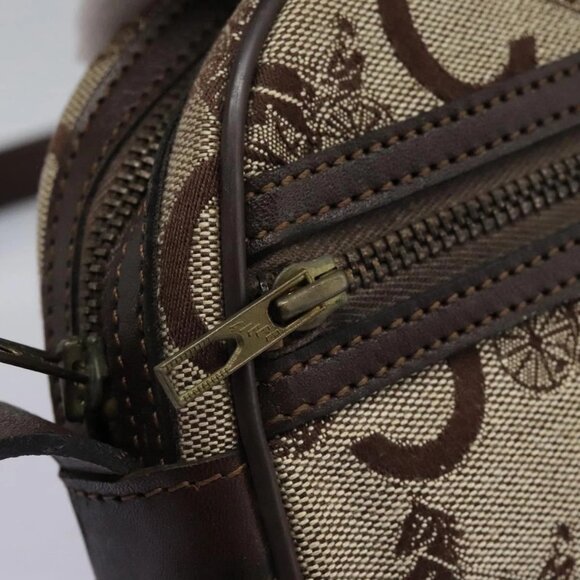 CELINE C Sulky Shoulder Bag Canvas Leather Beige Brown Auth EC715 - Picture 11 of 16